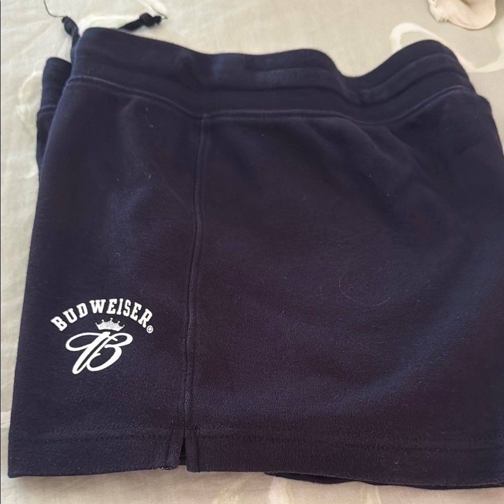 Budweiser Navy Athletic Shorts Soft Relaxed Fit as seen in PacSun
